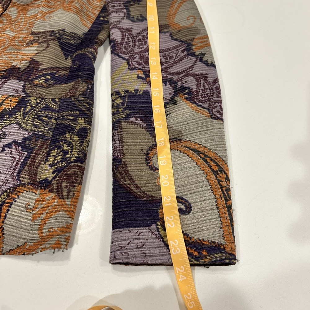 ETRO MILANO Purple Gray Orange Paisley Wool Silk Blend Blazer Jacket Sz 42 - Picture 7 of 13